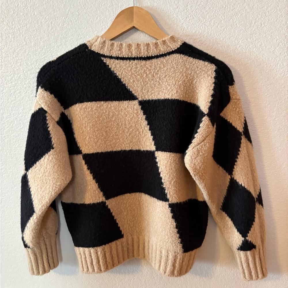 Lush Black and Tan Checkered Women's Sweater - Picture 5 of 7
